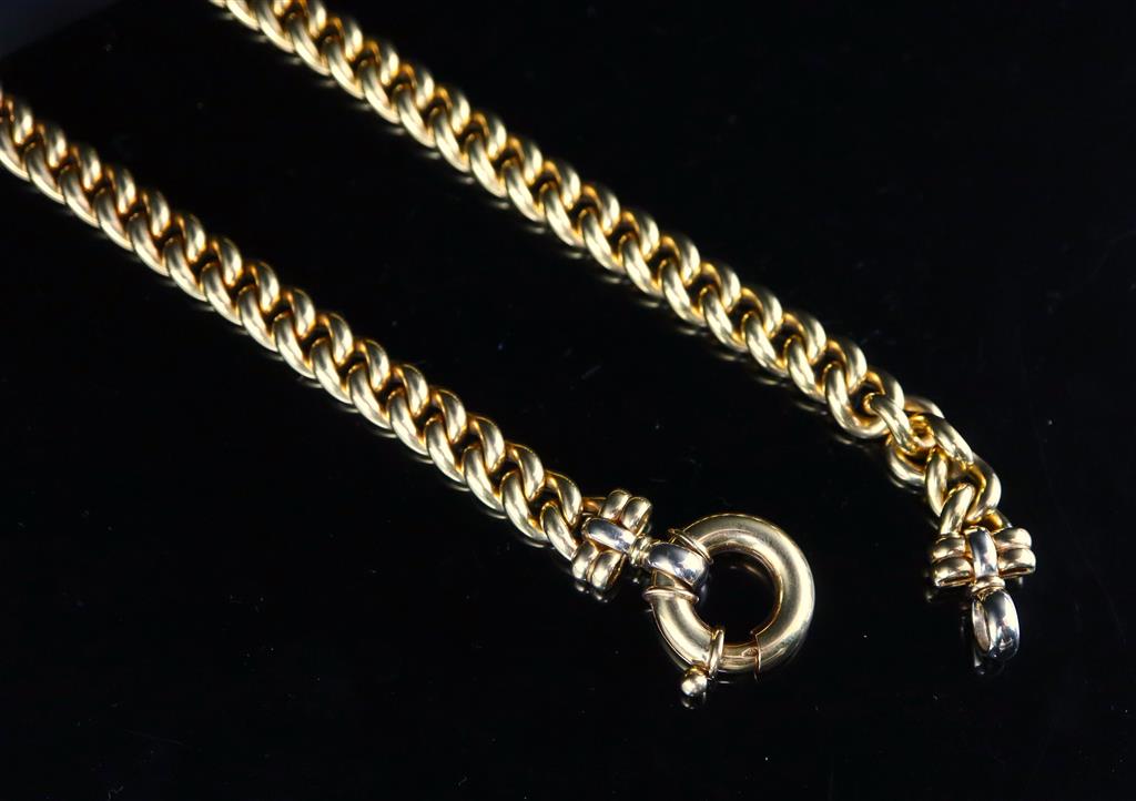 A modern 18ct. gold hollow curb link necklace,